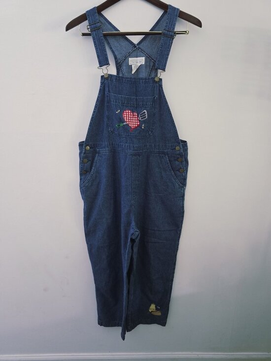 Mandal Bay Pants - Vintage Y2K Denim Cottom Embroidery Gingham Mitt Cookout Overalls Bibs XL